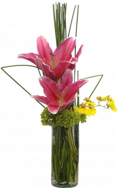 Ikebana de Lírios Rosa